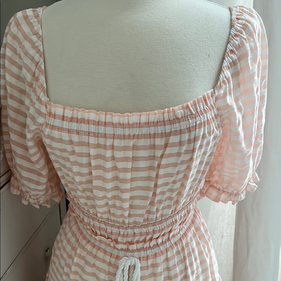Moon River Peach Striped Midi Dress - Picture 3 of 11